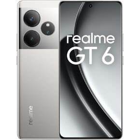 realme GT6 Smartphone 5G 8+256GB, Snapdragon 8s Gen3 Processor, 120Hz 6.78 '' 6000nit Ultra Bright Display, 50MP Sony LYT-808 OIS Camera, 5500mAh Battery, NFC, Dual SIM, Silver (Without Adapter)