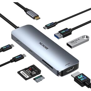Laptop Docking Station Dual Monitor, USB C Docking Station with 4K HDMI, USB-C Video Dongle,3 USBC/A 3.0,SD Card Reader,100W PD Charging USB C Hub Multiport Adapter, USB C Dock for HP/Dell/ASUS