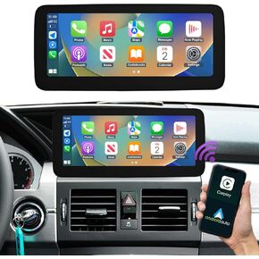NINETOM 12.3 inch Touchscreen Wireless CarPlay Android Auto Multimedia Car Radio Receiver for Mercedes Benz GLK Class X204 with NTG4.0 System (2008-2012)