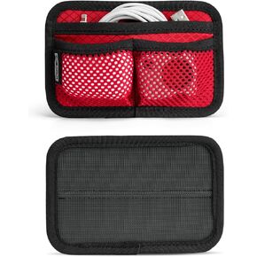 TCM3 Mini EDC Organizer Board, Backpack Accessories with Open Pocket & Mesh Pocket, Utility Admin Bag Insert Panel Hook and Loop Modular Organizer for Daily Carry(Red)