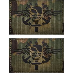 2 PCS AliPlus Wing Skull Patches IR Infrared Reflective Patch Laser Cut Patch Tactical Military Morale Patch Hook and Loop