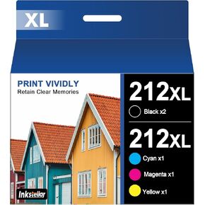 212XL 212 Ink Cartridges Replacement for Epson 212XL 212 XL T212XL T212 Combo Pack Ink Cartridges Compatible for Expression Home XP-4100 XP-4105 Workforce WF-2830 WF-2850 Printer (5 Pack) in Kuwait