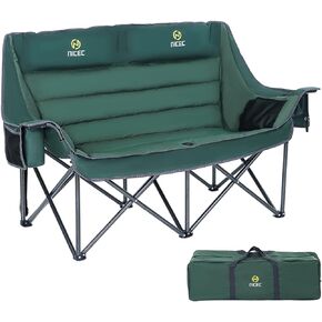 Nice C Double Camping Chair, Camping Chairs, Oversized Loveseat Camping Chair, Camping Couch, Loveseat Camping Chair, Double Camping Chair for Adults, Lawn Chairs, Extra Padded with Cup Holder