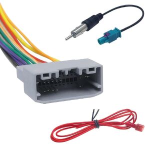 Pack-3 Car Audio DVD Modification Power Speaker Wiring Harness, Stereo Repair Parts with Antenna Adapter, ABS Waterproof Connector, Compatible with Jeep Compass/Wrangler Dodge (Multicolored)