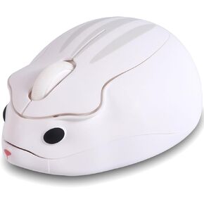 Wireless Mouse Cute White Hamster Shape Silent Fun Portable Novelty Funnny Optical 1200DPI USB Cordless Mice for PC Laptop Computer Notebook MacBook Travel Office Kids Girl Boy Men Women Adults Gift