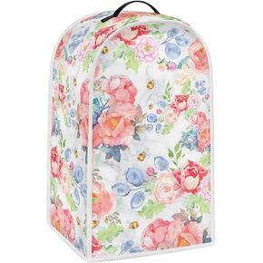 Flowers Dust Proof Blender Cover with Top Handle Kitchen Mixed Cover Blender Dust Cover Coffee Theme Appliance Covers for Kitchen Stand Mixer Or Coffee Maker Cover Polyester Blender Cover