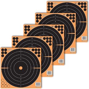 Allen Company EZ Aim Splash® Reactive Adhesive Paper Shooting Targets, Bullseye, Peel Away Target Pad, 12" Square, Black/Orange