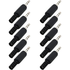 10PCS Copper Holder 3.5mm Dual Channel Small 3 Pole Stereo Plug Replacement Repair Plug Jack Plastic Octagonal Cap Headphone Charger Audio Connector for Headphone Cable Repair