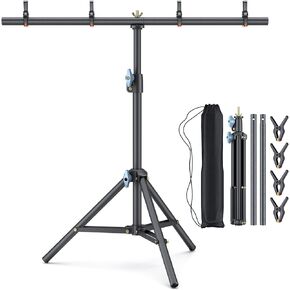 LINCO Lincostore Small Backdrop Stand 2.2x2.6ft T-Shape Portable Table Top Backdrop Stand with Carrying Bag, 4 Spring Clamps for Photography Mini Backdrop