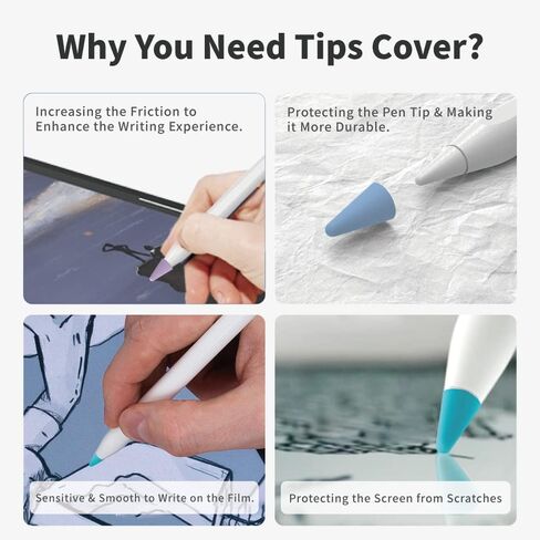 EIP Silicone Pencil NIB/TIP Cover Cover Cover Cover لرسم غير متوافق مع Apple Pencil 1st/2nd ، eip ipad stylus استبدال Nib/tip protector (8 PCs مختلطة) in Kuwait