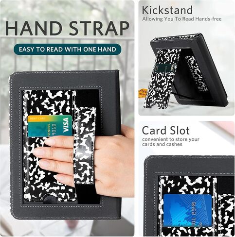 CoBak Case with Stand for Kindle Paperwhite 12th Gen 2024 Released (7") & Kindle Colorsoft Signature Edition - Durable PU Leather Cover with Auto Sleep Wake, Card Slot, Hand Strap Feature in Saudi Arabia