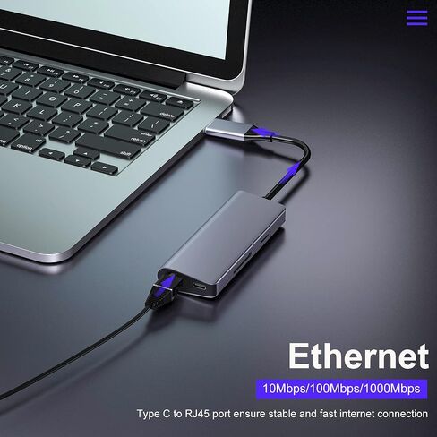 USB C Hub HDMI Adapter, 7-in-1 Type C Hub to HDMI 4K, 2 USB 3.0 Ports, SD/TF Cards Reader, 60W Power Delivery Dock, Gigabit Ethernet Hub for MacBook Pro 13/15, 2018 Mac Air, Chromebook (Grey) in Saudi Arabia