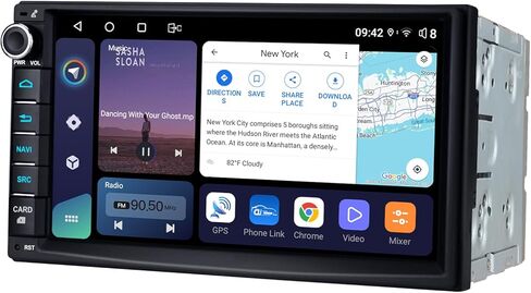 Joying 7 بوصة مزدوجة DIN CAR Steroo Android 12 Touch Screen Car Radio 4GB+64GB وحدة رأس مع CARPLAY/Android AUTO/MIRROR LINK/HDMI OUTPUT/AM/FM Radio/Bluetooth 5.0/Volume Knob (JY-UZ135N4) in Kuwait