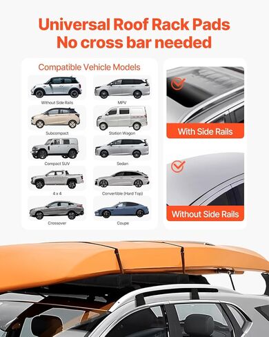 VEVOR Soft Roof Rack Pads, 15.5-Inch Universal Car Roof Rack Pads, 176LBS Loading Capacity Luggage Kayak Carrier with Portable Storage Bag for SUP Canoe Snowboard Paddle Board Surfboard in Saudi Arabia
