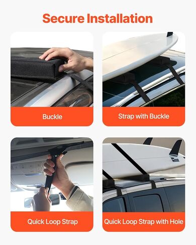 VEVOR Soft Roof Rack Pads, 15.5-Inch Universal Car Roof Rack Pads, 176LBS Loading Capacity Luggage Kayak Carrier with Portable Storage Bag for SUP Canoe Snowboard Paddle Board Surfboard in Saudi Arabia