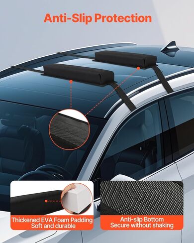 VEVOR Soft Roof Rack Pads, 15.5-Inch Universal Car Roof Rack Pads, 176LBS Loading Capacity Luggage Kayak Carrier with Portable Storage Bag for SUP Canoe Snowboard Paddle Board Surfboard in Saudi Arabia