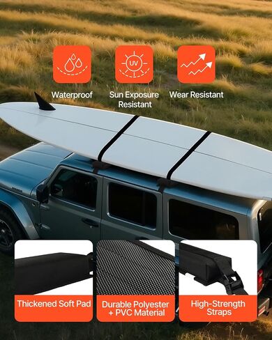 VEVOR Soft Roof Rack Pads, 15.5-Inch Universal Car Roof Rack Pads, 176LBS Loading Capacity Luggage Kayak Carrier with Portable Storage Bag for SUP Canoe Snowboard Paddle Board Surfboard in Saudi Arabia