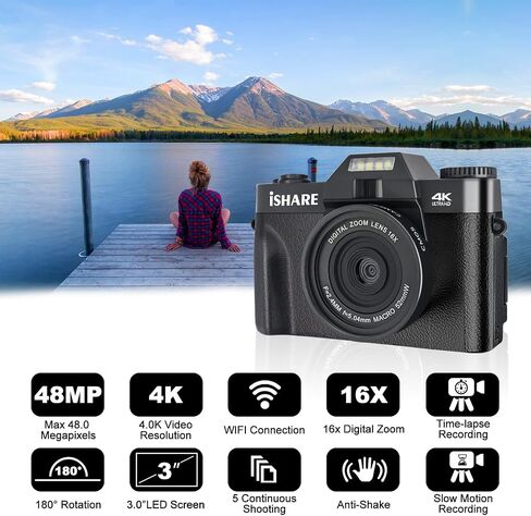 الكاميرا الرقمية للتصوير الفوتوغرافي 48 ميجابكسل FHD مع 3.0 بوصة WIFI 16x Zoom Video Camera Cameror in Saudi Arabia