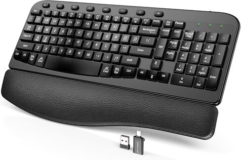 لوحة مفاتيح مريحة لاسلكية سايبلت مع مفاتيح الموجة ، والراحة المعصم ، والكتابة الطبيعية ، ومقاومة الانسكاب ، والحجم الكامل لوحة مفاتيح الكمبيوتر اللاسلكية للكمبيوتر الشخصي ، والكمبيوتر المحمول ، ونظام التشغيل Windows ، و Mac ، و Chromebook ، (Black الكربون in Kuwait