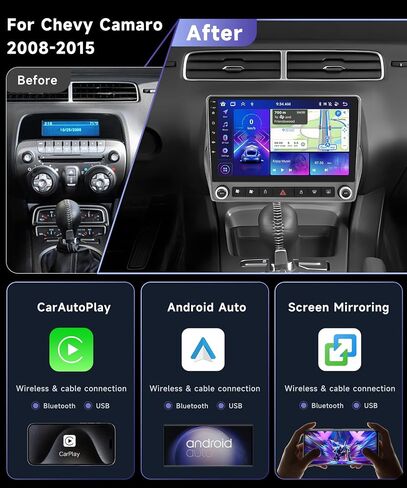 【8Core DSP 46EQ】 لشيفروليه تشيفي كامارو 2008-2015 راديو ، 6G+128G ستيريو السيارة مع CARPLAY اللاسلكي Bluetooth5.0،9 بوصة IPS 1280X720P اللمس in Saudi Arabia