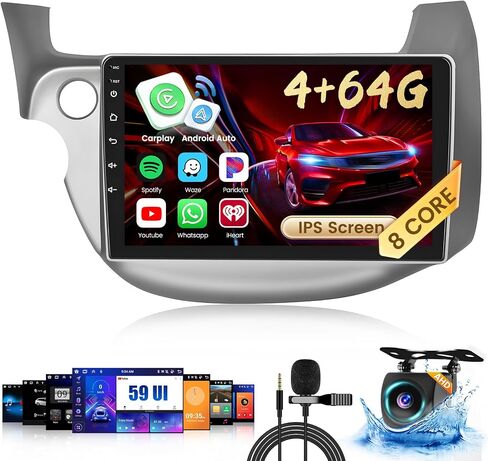 8-Core 4+64G Android 13 Car Stereo for Honda Fit 2008-2013 Upgrade Radio, 10.1'' HD Touch Screen with Wireless CarPlay & Android Auto, AHD Backup Camera, Bluetooth, GPS Navigation in Saudi Arabia