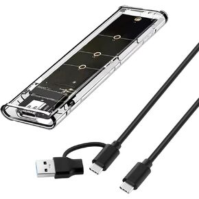 M.2 NVMe SSD Enclosure,USB 3.1 Gen 2 10Gbps Transparent Enclosure Adapter for M.2 PCIe SATA SSD Size 2230 2242 2260 2280
