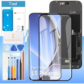 Screen Replacement for iPhone 15 Pro Max A2849, A3105, A3106, A3108 6.7 incell LCD Touch Screen Display Digitizer Full Assembly+ Tempered Glass