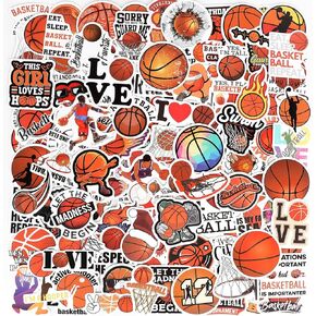 100 Pcs Basketball Stickers Cute Basketball Stickers Waterproof Vinyl Stickers for Water Bottles Laptop Skateboard Luggage Computer Stickers for Teens Girls Kids