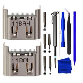 PAOBTEIY 2pcs HDMI Port Replacement for Playstation 4 With 10-in-1 Kits, HDMI Display Socket Connector Jack for Sony PS4.
