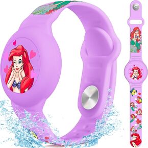 Waterproof Air Tag Bracelet for Kids, Princess Air Tag Holder for Kids with Full Coverage Hidden Design, Silicone Airtag Wristband for Child, Purple