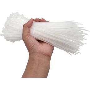 Zip Ties 8 Inch，500 Packs Nylon Cable Ties Heavy Duty Outdoor -White