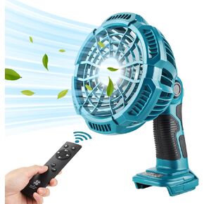 YEX-BUR for Makita 18v Fan, for Makita Fans Portable 18v, Battery Operated Fans with Remote, LED Light, USB-A Charging for Phone Jobsite Fan for Camping Car Repairing Construction Site