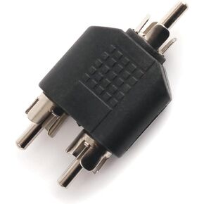 RCA Splitter Male to Male Connector, RCA Y Splitter RCA Male to 2 RCA Male Stereo Audio Subwoofer Adapter, 2RCA to RCA Bi-Directional RCA Y Adapter for Subwoofer, Home Theater, Hi-Fi