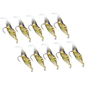 Soft Shrimp Lures, Luminous Prawn Lure Shrimp Bait Fishing Lures with Sharp Hooks for Freshwater Saltwater Trout Bass Salmon Grass Shrimp Lures