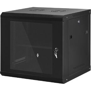 OSHEA 12U Wall Mount Server Rack, L Rail and Thickened Partition, Lockable Door Server Rack, Easy Installation Server Rack Cabinet, for 19 Inch IT Devices (Black)