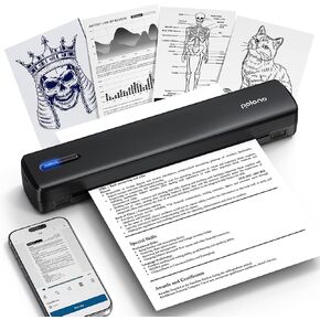 Polono Portable Printer Wireless for Travel ، D810 Bluethooth Thermal Printer Support for 8.5 "x11" US ، طابعة غير متوافقة مع iOS ، Android ، الكمبيوتر المحمول للمكتب والسيارة والمنزل ، الأسود