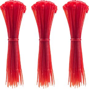 4 Inch Zip Ties (Tying Length 2.8"), 300pcs Nylon Cable Ties RED