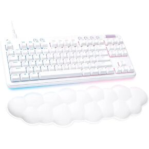 Logitech G713 LIGHTSYNC TKL Wired Mechanical Gaming Keyboard - Tactile Switches (GX Brown)- with Palm Rest - White Mist (Renewed)