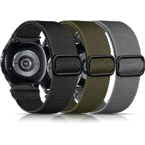 3 Pack Elastic Bands for Galaxy Watch 7/6/5/4 Bands 44mm 40mm/5 Pro Strap 45mm, Samsung Galaxy Watch 6/4 Classic Band 43/42/46/47mm/Active 2/3 41mm Women Men, 20mm Soft Nylon Sport Stretchy Wristband