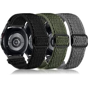 3 Pack Elastic Bands for Galaxy Watch 7/6/5/4 Bands 44mm 40mm/5 Pro Strap 45mm, Samsung Galaxy Watch 6/4 Classic Band 43/42/46/47mm/Active 2/3 41mm Women Men, 20mm Soft Nylon Sport Stretchy Wristband