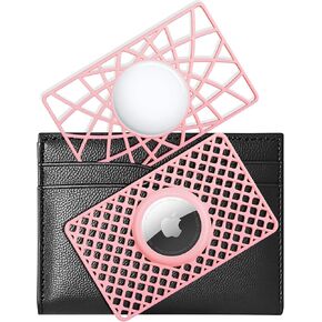 WALNEW Airtag Wallet Holder 2 Pack - Ultra Thin & Lightweight Airtag Holder, 0.1 inch Thickness, Credit Card Size Airtag Case for Purse, Handbag, Backpack, and Clutch, Pink