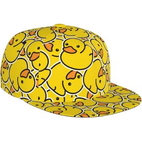 Cute Duck Print Baseball Hats for Men Women, Cute Duck Print Flat Brim Cap for Girls Boys, Cartoon Duck Hats & Cap
