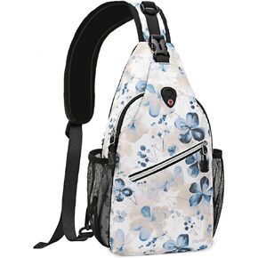 MOSISO Crossbody Sling Backpack, Portable Travel Hiking Daypack Chest Sling Bag Casual Daypack One Strap Chest Backpack for Women Men Outdoor Hiking Travel, Smudged Floral