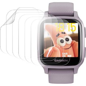 6 Pack Screen Protectors for Garmin Venu Sq/Sq Music, Soft TPU Film, HD Clear, Full Coverage, Scratch Resistant,Protector Screen