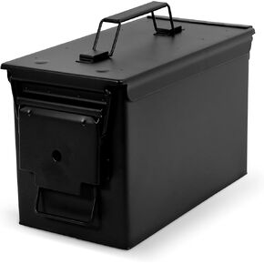 Metal Ammo Boxes - Black Ammo Storage Containers Ammo Cans with Flip Tops for Military or Home Storage