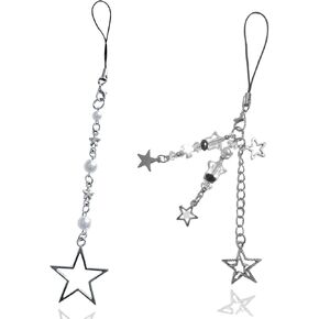 Meefisher Cute Y2K Phone Charm Aesthetic Accessories Butterfly Heart Lanyard String for Bag Purse Backpack Wallet Pendants Decor (2 PCS(Star, Star B))
