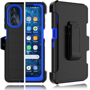 Tekcoo Case For Motorola Moto G 5G 2022 / Moto G (2022) / XT2213 [Built-in Screen Protector] Holster Locking Belt Clip [Military Grade 12FT Drop Tested] Full Body Carrying Kickstand Cover - Black/Blue
