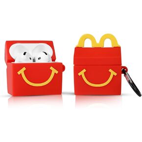 Case for AirPods 4th Generation Earbuds (2024) with Carabiner, Silicone Charging Protective Cover with Cute Skin Design for AirPods 4 Wireless Headphones