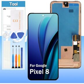 Screen Replacement for Google Pixel 8 5G OLED LCD Display GKWS6,G9BQD LCD Touch Screen Digitizer Assembly Replacement| 6.2'' LCD Display | Black | Tools Included
