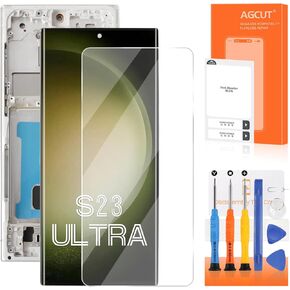 INCELL for Samsung Galaxy S23 Ultra Screen Replacement for Samsung S23 Ultra LCD Display SM-S918B SM-S918U LCD Digitizer Touch Screen Assembly with Frame (US Version,No Fingerprint) (Silver)